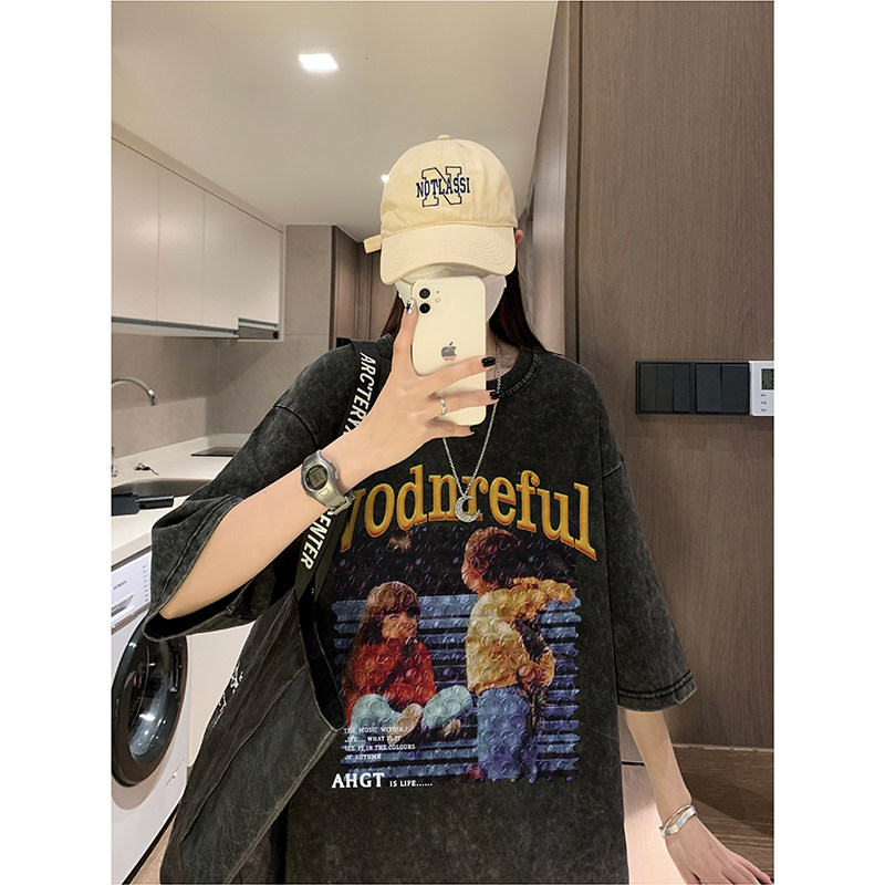 2025夏季学生宽松纯棉百搭体恤港风印花短袖男XS008-P3558，男装T恤，星座912-1（原星座914-5）