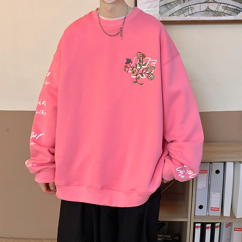 春季港风刺绣印花情侣学生圆领卫衣男VE010-P6078,男装卫衣,星座912-1（原星座914-5）