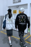 2025秋季港风玫瑰花刺绣印情侣卫衣外套男VE010-P6078，女装短外套，星座912-1（原星座914-5）