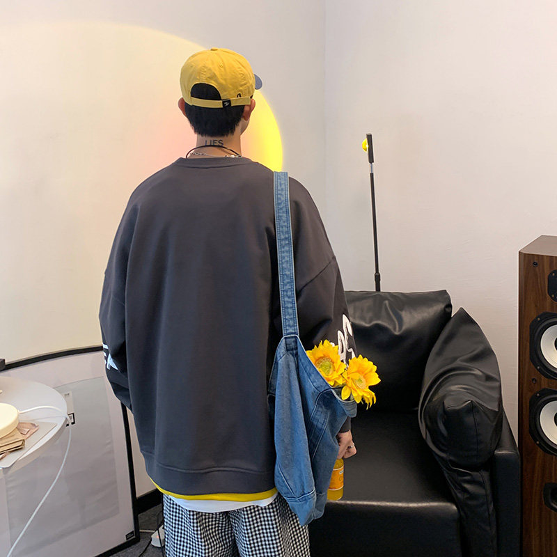 2025秋季港风情侣卫衣高品质卫衣男假两件卫衣DL302-P48,男装卫衣,星座912-1（原星座914-5）