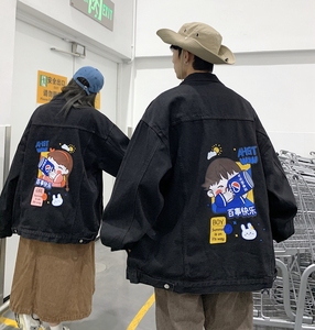 2025春季印花夹克男情侣印花牛仔外套男JK545-P6588图片