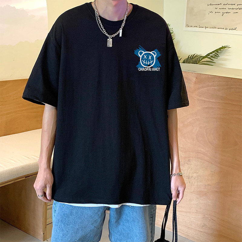 夏季情侣短袖宽松港风版型印花短袖男TX007-P2538图片