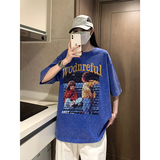 2025夏季港风情侣学生印花水洗短袖男XS008-P3558，男装T恤，星座912-1（原星座914-5）