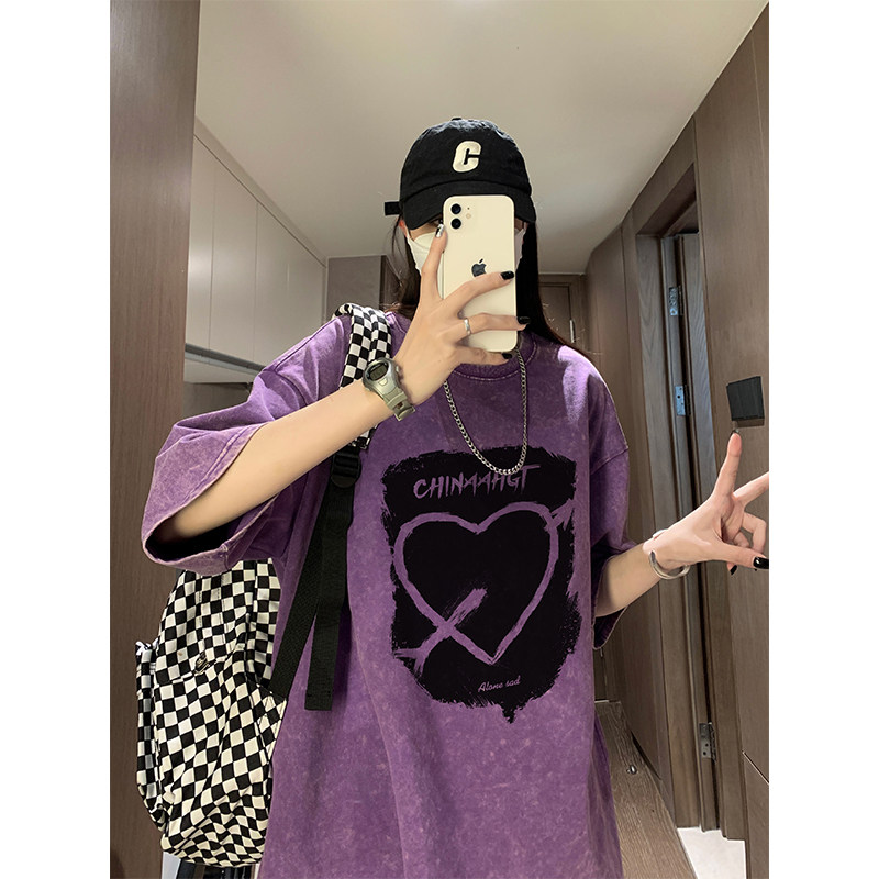 2025夏季学生女士短袖纯棉宽松体恤港风水洗短袖XS007-P3558，男装T恤，星座912-1（原星座914-5）