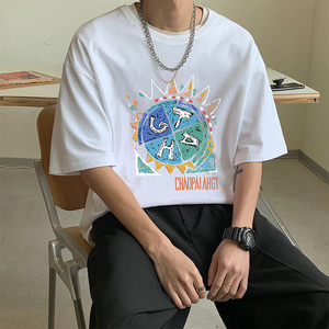 2025夏季港风大码情侣学生印花短袖短袖TX006-P2538图片