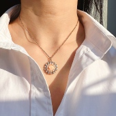 外贸饰品原单精致时尚 闪钻花朵吊坠项链女珍珠花瓣气质锁骨链394