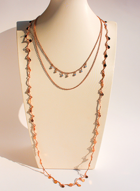 外贸饰品轻奢波浪链条流苏圆片吊坠长毛衣链多层项链手链套装148