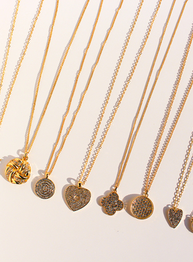 外贸饰品镀18k真金轻奢闪耀满钻爱心星星吊坠项链叠戴毛衣链女V82