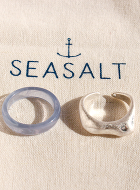 两组套装水墨晕染银色叠戴指环