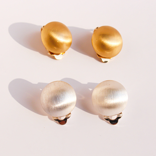 外贸饰品小众时尚百搭拉丝圆形耳夹ins冷淡风银色无耳洞耳饰女372