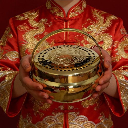 铜火炉新娘嫁妆旺夫盆新居摆件