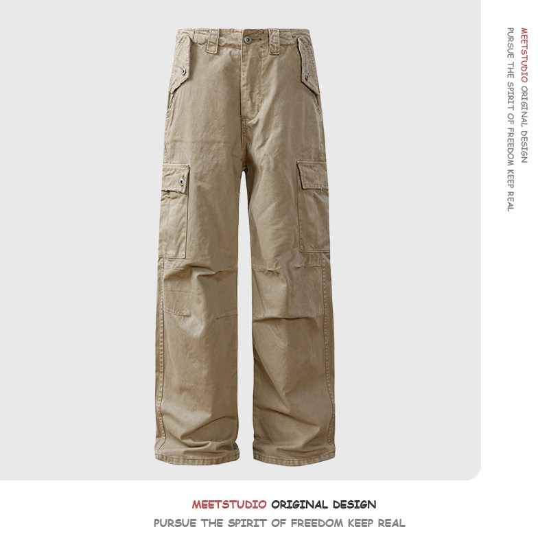 日系 复古 cargo pants 美式 水洗 伞兵 工装裤 男女 宽松 直筒裤