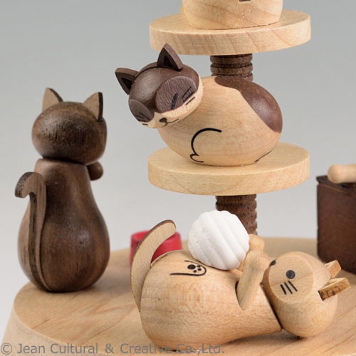 일본 구매대행 배송중 나무 새끼 고양이 오르골 회전 오르골 생일 선물