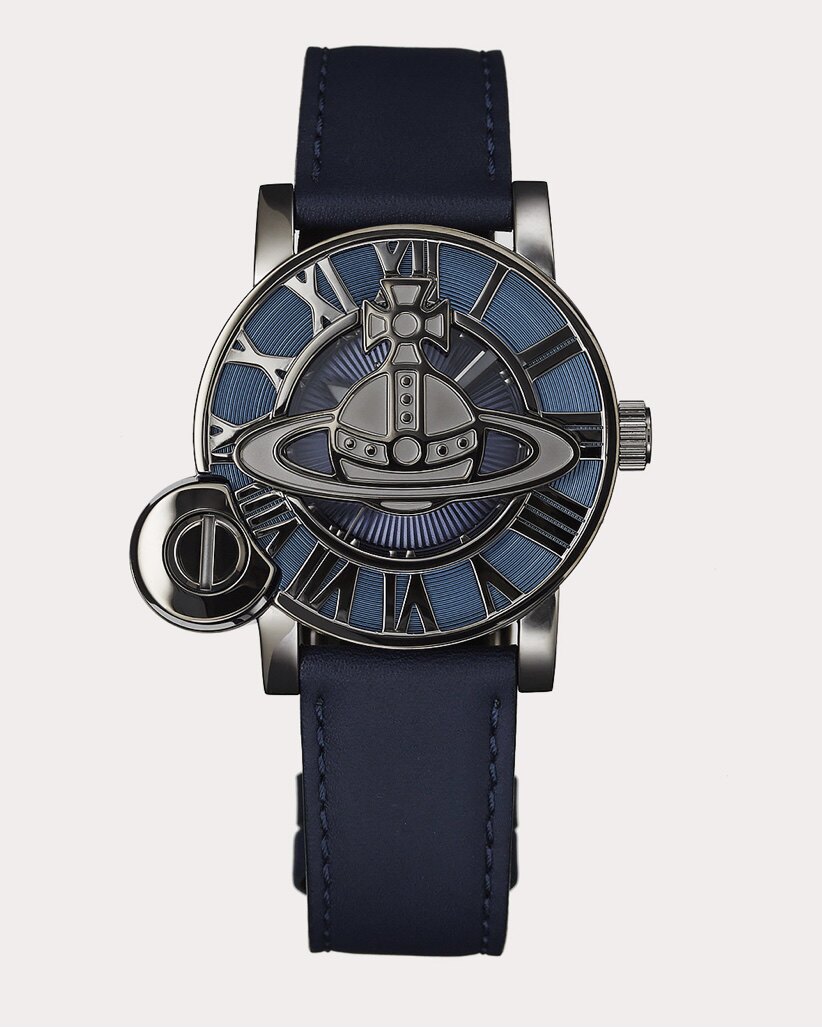 日本代购 vivienne westwood土星西太后旋转表盖 石英真皮手表