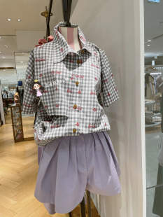 直邮 格纹衬衫 Vivienne维维安土星西太后 镂空 不对称 日本代购