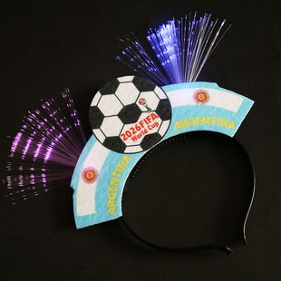 美加墨世界杯主题发光头箍球迷加油助威装饰用品道具足球勋章头扣