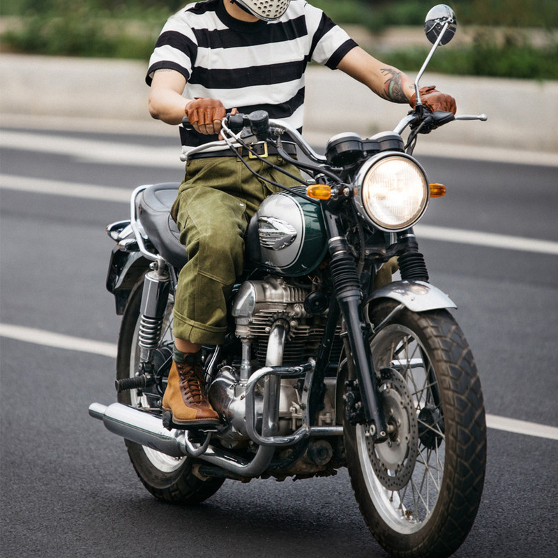 福禄车库冬季加厚重磅防风保暖复古摩托机车防摔护甲防风寒骑行裤