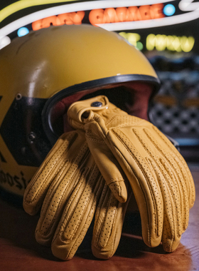 「超柔软手感」北非胎羊真皮复古机车摩托春秋冬防护骑行手套