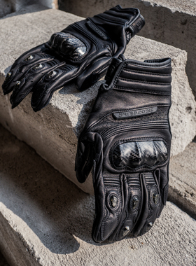 「18K碳纤维护甲」复古春秋冬季真山羊皮骑行机车摩托防摔手套