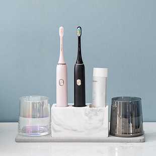 硅藻泥电动牙刷架卫生间浴室台面收纳置物架漱口杯摆台式 牙具架座