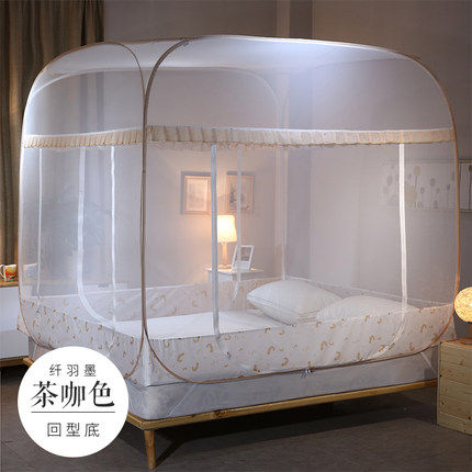 蚊帐家用免安装蒙古包折叠回底夏天三开门2022年新款拉链防摔儿童