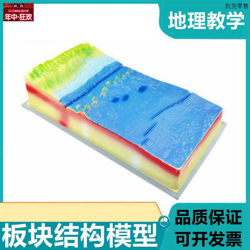 板块结构模型地w表形态演示地貌褶皱断层地壳变动地堑地垒中学地