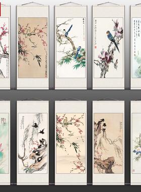 喜上枝头花y鸟画红梅报春花鸟挂画装饰名家字画茶楼书房卷轴挂画