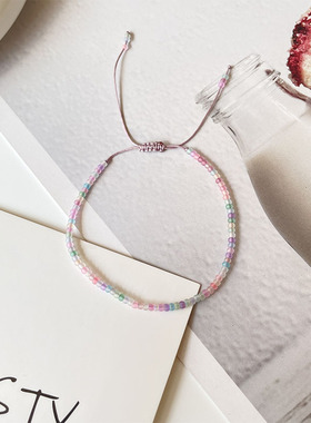 学生闺蜜款磨砂玻璃米珠清纯甜美