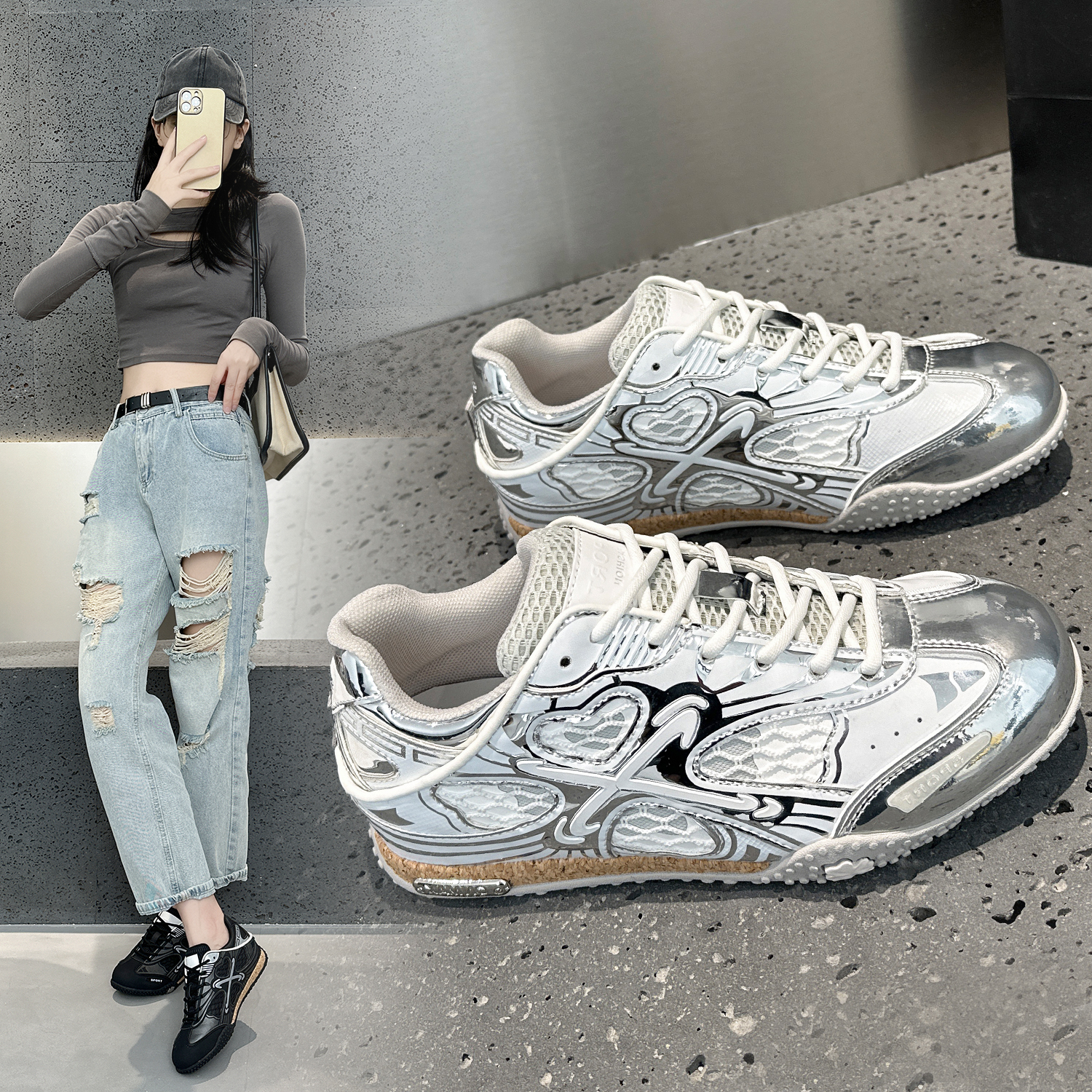 明星同款德训鞋女2025夏季新款透气时尚运动芭蕾平底百搭休闲潮鞋