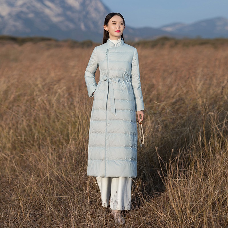 森莲国风中长款气质羽绒服过膝女