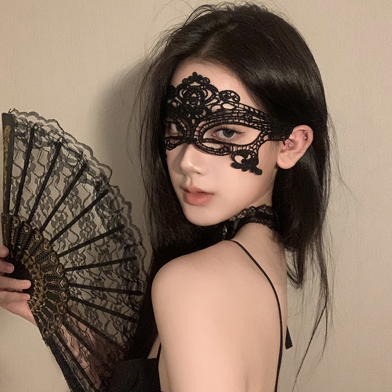 黑色皇冠半脸面罩假面化妆舞会派对女士镂空蕾丝布艺性感情调面具