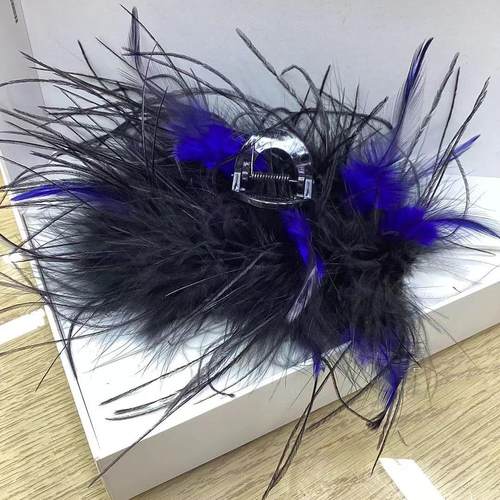 羽毛抓夹后脑勺盘发鲨鱼夹子