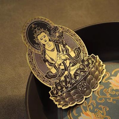 新款立体纯铜十二生肖守护神贴本命佛烫金吉祥金属贴纸