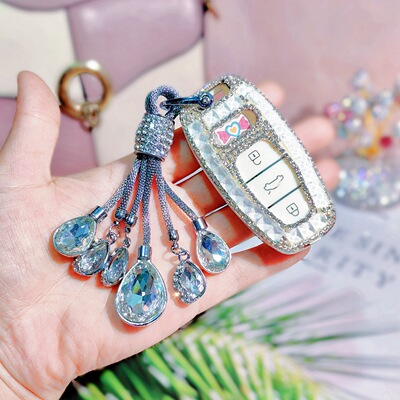专用于奥迪钥匙套 A6L Q5L A4L A8L Q4Q7Q8A3LA5汽车包扣卡通女钻
