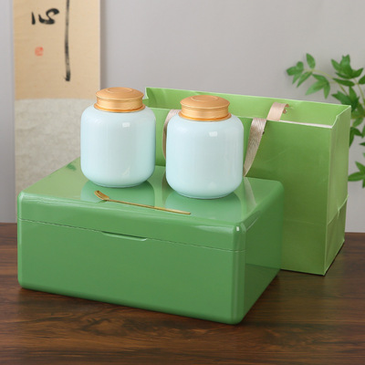 高端烤漆茶叶礼盒包装盒空木盒龙井白茶绿茶金骏眉通用密封陶瓷罐