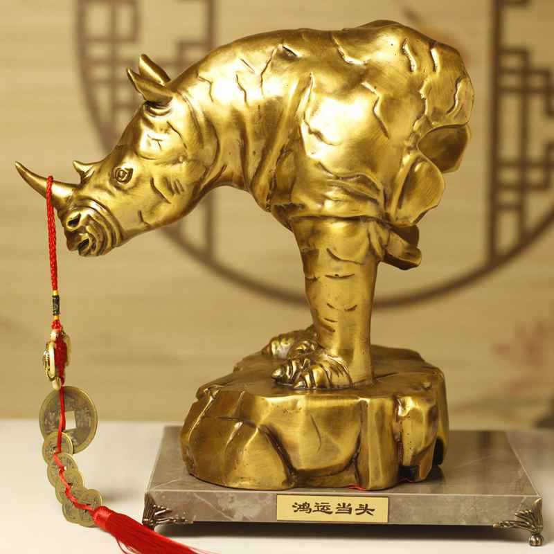 铜犀牛开拓进取牛摆件批发办公居家艺术品礼品装饰大号