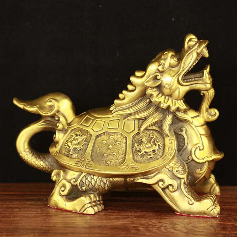 黄铜龙龟摆件  铜雕神兽龟  铜器办公室居家工艺品礼品