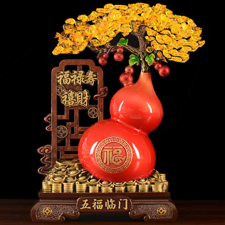 创意新中式五福临门摆件乔迁年会礼物家居客厅酒柜电视柜装饰品