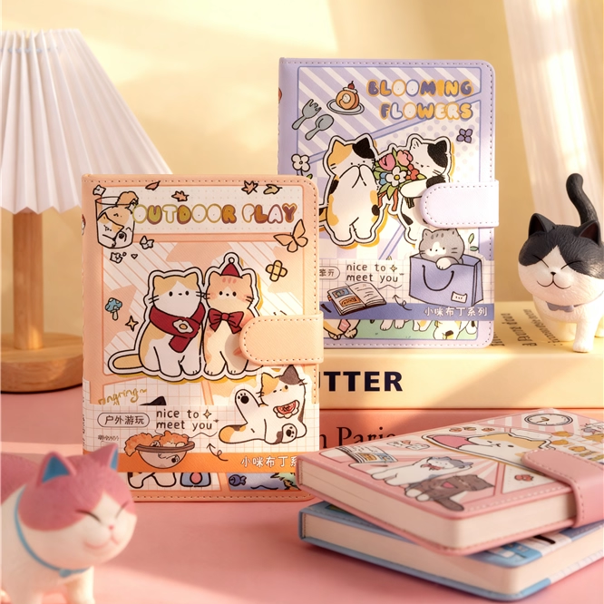 B6 PU磁扣手帐小咪布丁卡通可爱猫2026日记本少女心学生笔记本子,文具电教/文化用品/商务用品,手帐/日程本/计划本,淘宝优惠券,粉丝福利购,淘宝优惠卷