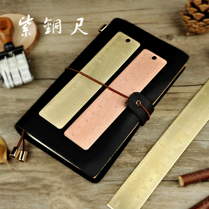travelers手工小铜尺刻度尺便携式复古金属黄铜书签尺 notebook