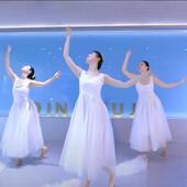 会开花 舞蹈服连衣裙表演服古典漂移双层大摆裙练功艺考服 云同款