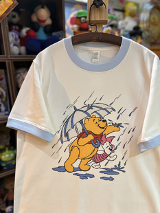 阿默商店 美式复古 vintage 维尼熊皮杰猪 拼色纯棉重磅男女情侣T