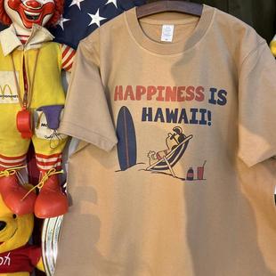 纯棉265克重磅圆领情侣T恤短袖 美式 露西沙滩度假 vintage 复古