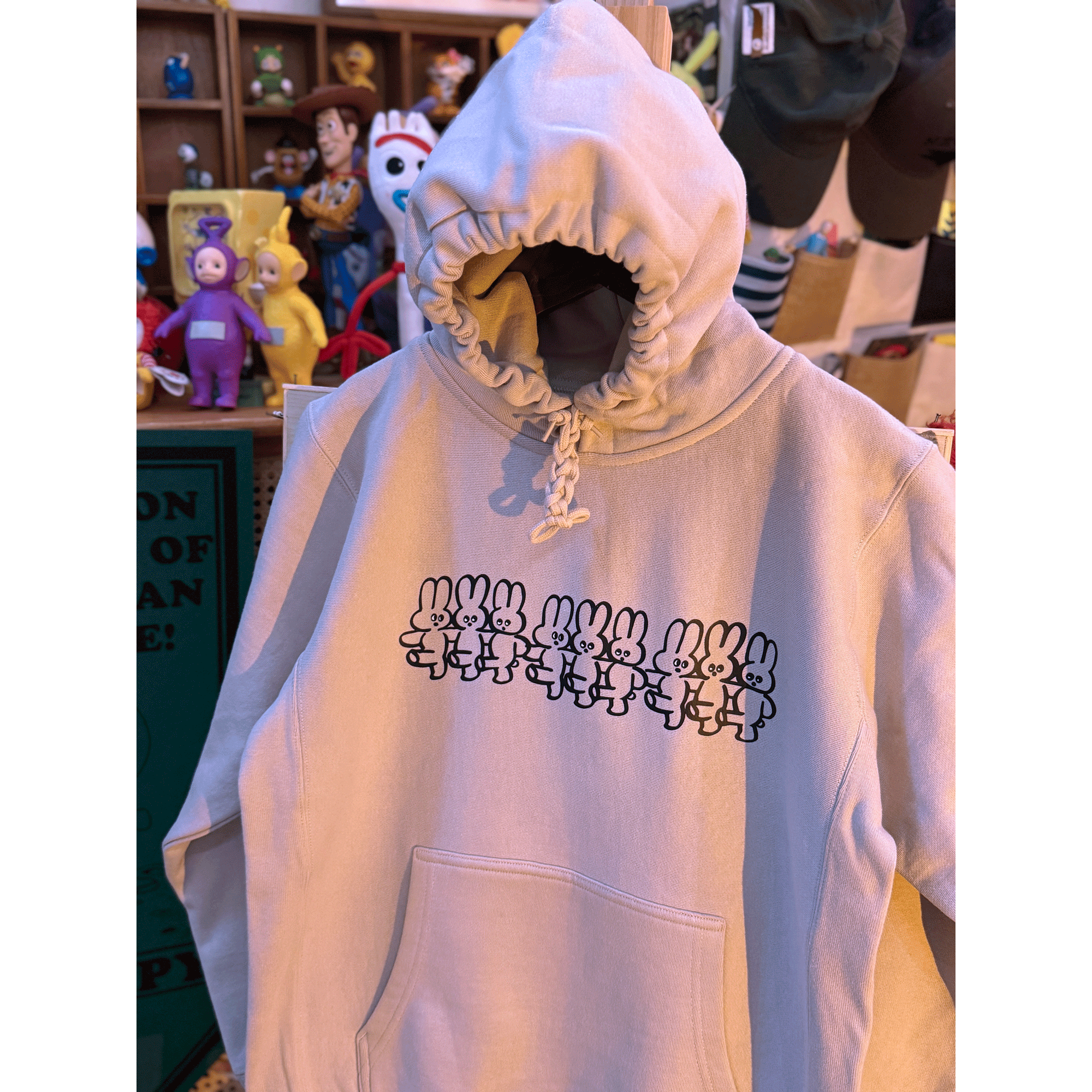 可爱趣味小兔子加绒加厚连帽卫衣