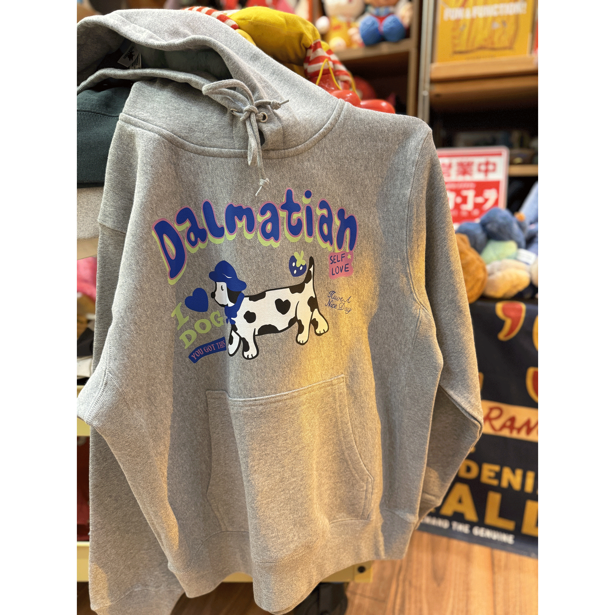 复古做旧斑点狗狗加绒加厚卫衣