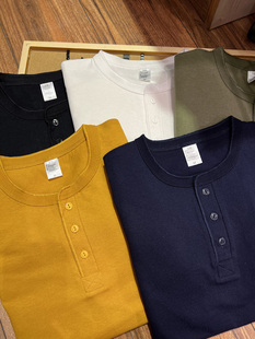 阿默的商店 美式复古 vintage 245克粗棉纯色休闲长袖T恤男女秋冬