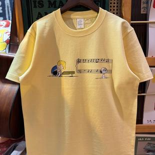 纯棉265克重磅圆领情侣T恤短袖 美式 音乐史努比布朗 vintage 复古