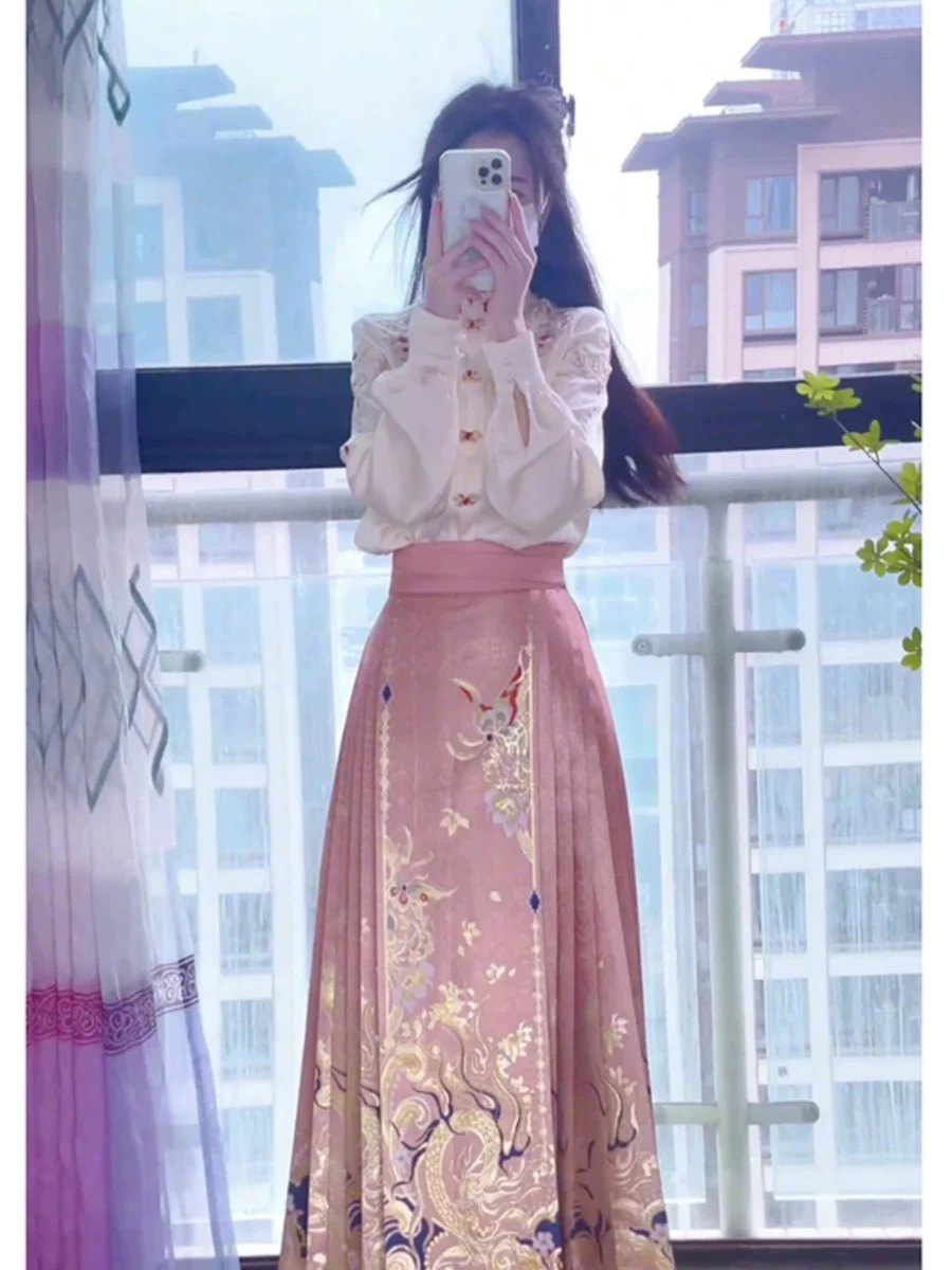 新中式国风粉色马面裙女夏季小个子高端日常明制改良汉服2025新款