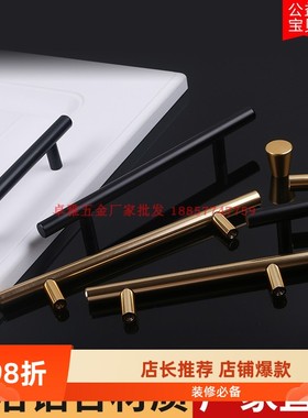 北欧金色拉手衣加长柜门把手哑黑色柜子手柄简约轻奢橱柜抽屉美式