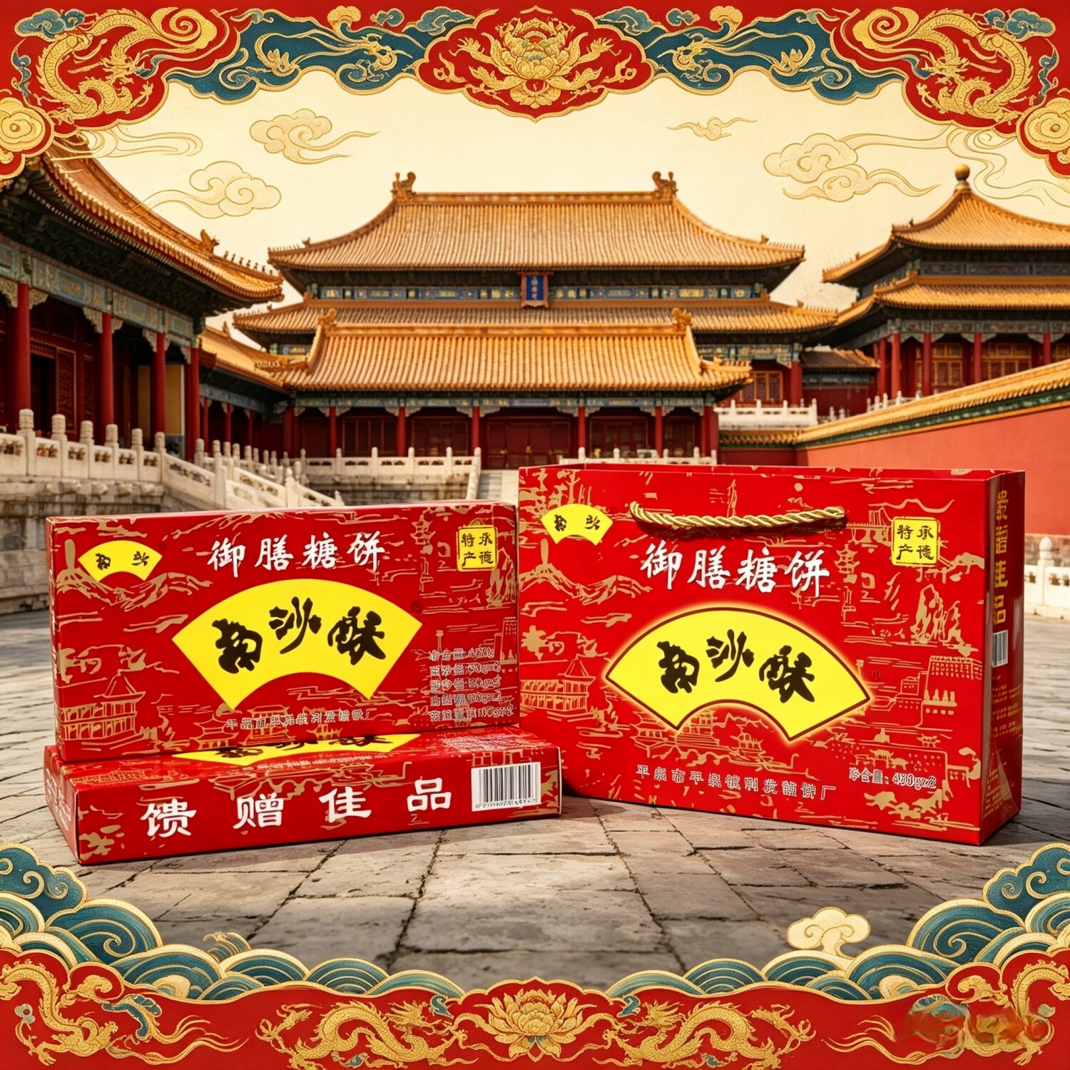 承德特产御膳糖饼平泉南沙酥450g2盒/兜送同学伴手礼酥饼宫廷美食